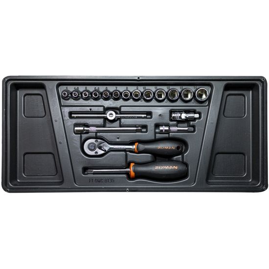 FIXMAN Tray 19 Piece 1/4" Drive Sockets And Accessories